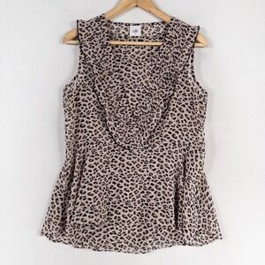 Cabi Women's Flutter Blouse Cheetah Leopard Print Top Style 3612 Size Small